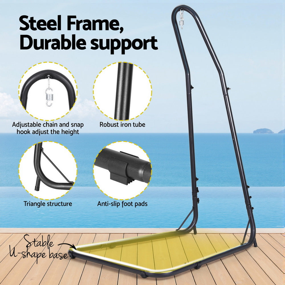 Gardeon Hammock Hanging Chair with Steel Stand HM-CHAIR-SWING-GREY-A