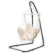 Gardeon Hammock Hanging Chair with Steel Stand HM-CHAIR-TASSEL-CREAM-A