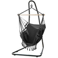 Gardeon Hammock Hanging Chair with Steel Stand HM-CHAIR-TASSEL-GREY-A