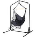 Gardeon Outdoor Hammock Chair with Stand Tassel Hanging Rope Hammocks Grey HM-CHAIR-TASSEL-GREY-U