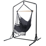 Gardeon Outdoor Hammock Chair with Stand Tassel Hanging Rope Hammocks Grey HM-CHAIR-TASSEL-GREY-U