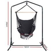 Gardeon Outdoor Hammock Chair with Stand Tassel Hanging Rope Hammocks Grey HM-CHAIR-TASSEL-GREY-U