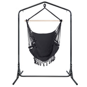 Gardeon Outdoor Hammock Chair with Stand Tassel Hanging Rope Hammocks Grey HM-CHAIR-TASSEL-GREY-U