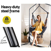 Gardeon Outdoor Hammock Chair with Stand Tassel Hanging Rope Hammocks Grey HM-CHAIR-TASSEL-GREY-U
