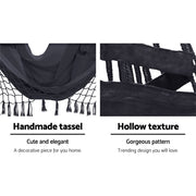 Gardeon Outdoor Hammock Chair with Stand Tassel Hanging Rope Hammocks Grey HM-CHAIR-TASSEL-GREY-U