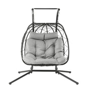 Gardeon Outdoor Swing Chair 2 Seater with Stand Cushion Rattan Patio Furniture