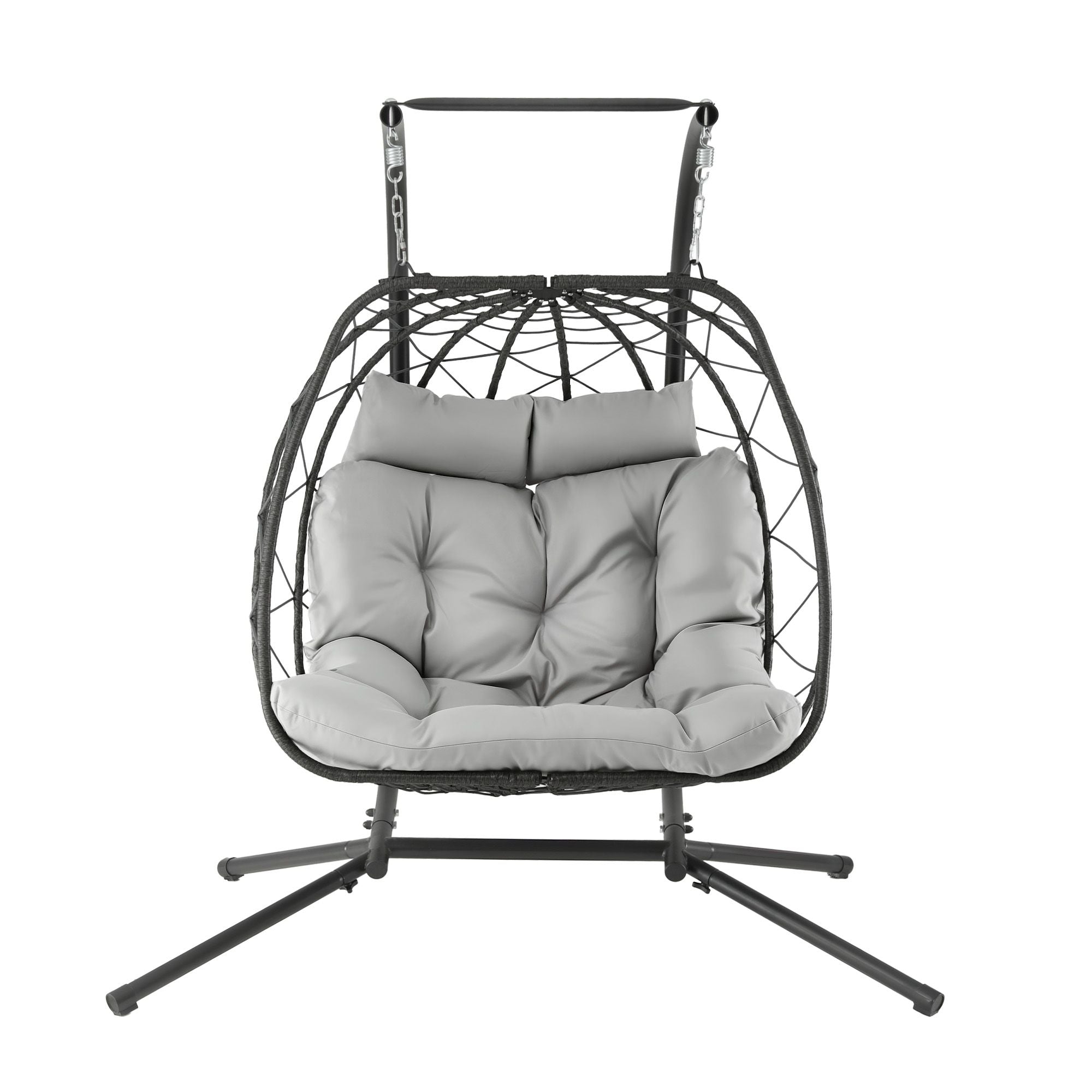 Gardeon Outdoor Swing Chair 2 Seater with Stand Cushion Rattan Patio Furniture