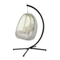 Gardeon Outdoor Egg Swing Chair Patio Furniture Pod Stand Canopy Foldable Cream HM-EGG-FOLD-S-CREAM
