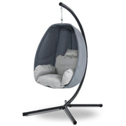 Gardeon Outdoor Egg Swing Chair Patio Furniture Pod Stand Canopy Foldable Grey