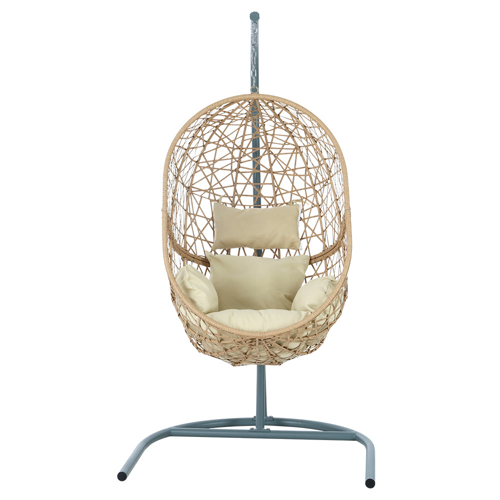 Gardeon Outdoor Egg Swing Chair Wicker Rattan Furniture Pod Stand Cushion Yellow HM-EGG-J-NEST-S-YE-AB