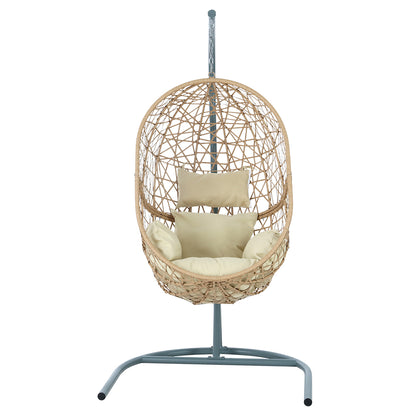 Gardeon Outdoor Egg Swing Chair Wicker Rattan Furniture Pod Stand Cushion Yellow HM-EGG-J-NEST-S-YE-AB