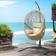 Gardeon Outdoor Egg Swing Chair Wicker Rattan Furniture Pod Stand Cushion Yellow HM-EGG-J-NEST-S-YE-AB