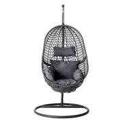 Gardeon Outdoor Egg Swing Chair Wicker Rattan Furniture Pod Stand Cushion Black HM-EGG-J-SELIPS-S-BK-AB