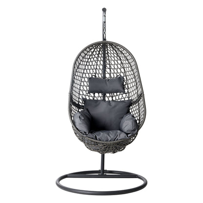 Gardeon Outdoor Egg Swing Chair Wicker Rattan Furniture Pod Stand Cushion Black HM-EGG-J-SELIPS-S-BK-AB