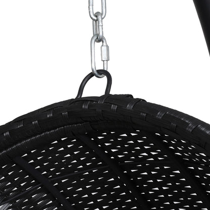 Gardeon Outdoor Egg Swing Chair Wicker Furniture Pod Stand Armrest Black HM-EGG-RAN-S-ARM-BK