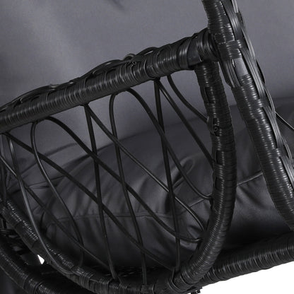 Gardeon Outdoor Egg Swing Chair Wicker Furniture Pod Stand Armrest Black HM-EGG-RAN-S-ARM-BK