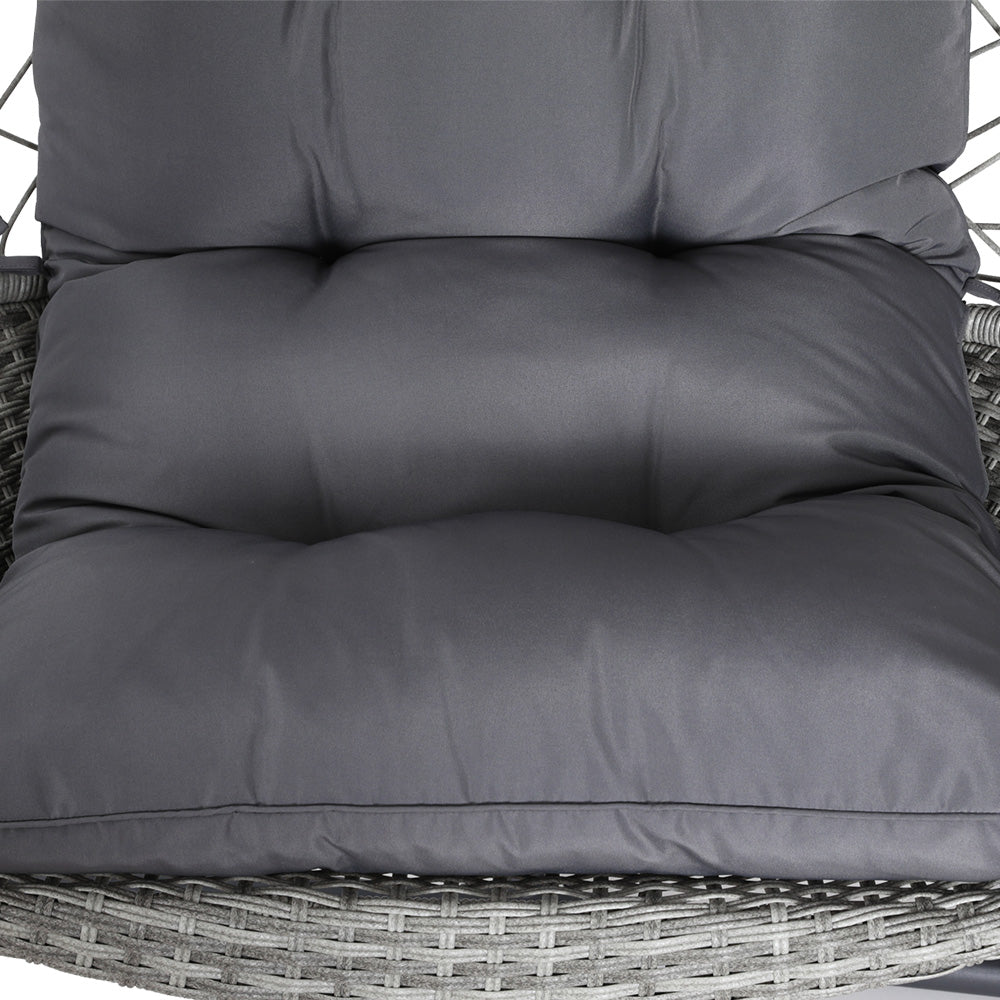 Gardeon Outdoor Egg Swing Chair Wicker Furniture Pod Stand Armrest Light Grey HM-EGG-RAN-S-ARM-LGR