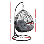 Gardeon Outdoor Egg Swing Chair Wicker Rattan Furniture Pod Stand Cushion Grey HM-EGG-RAN-S-BKGR-AB