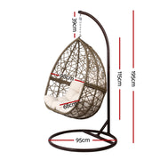 Gardeon Outdoor Egg Swing Chair Wicker Rattan Furniture Pod Stand Cushion Latte HM-EGG-RAN-S-LACR-AB