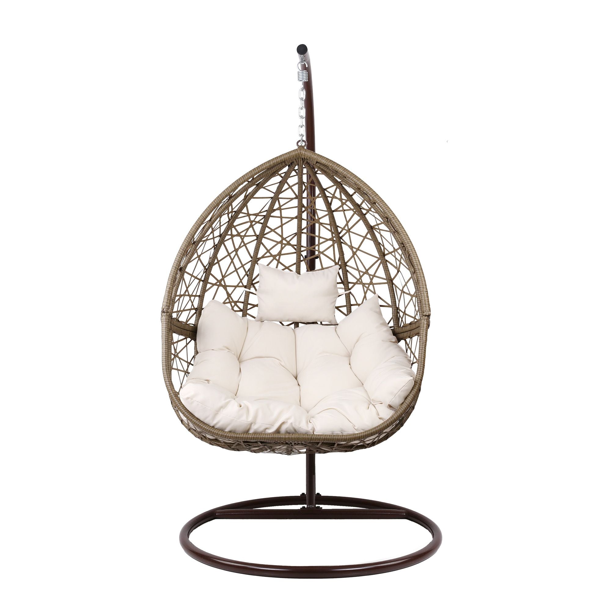Gardeon Outdoor Egg Swing Chair Wicker Rattan Furniture Pod Stand Cushion Latte HM-EGG-RAN-S-LACR-AB