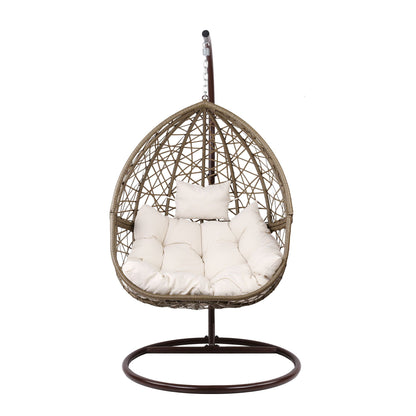 Gardeon Outdoor Egg Swing Chair Wicker Rattan Furniture Pod Stand Cushion Latte HM-EGG-RAN-S-LACR-AB