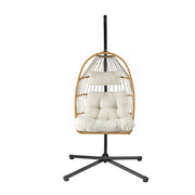 Gardeon Foldable Outdoor Swing Chair with Stand Cushion Rattan Patio Furniture