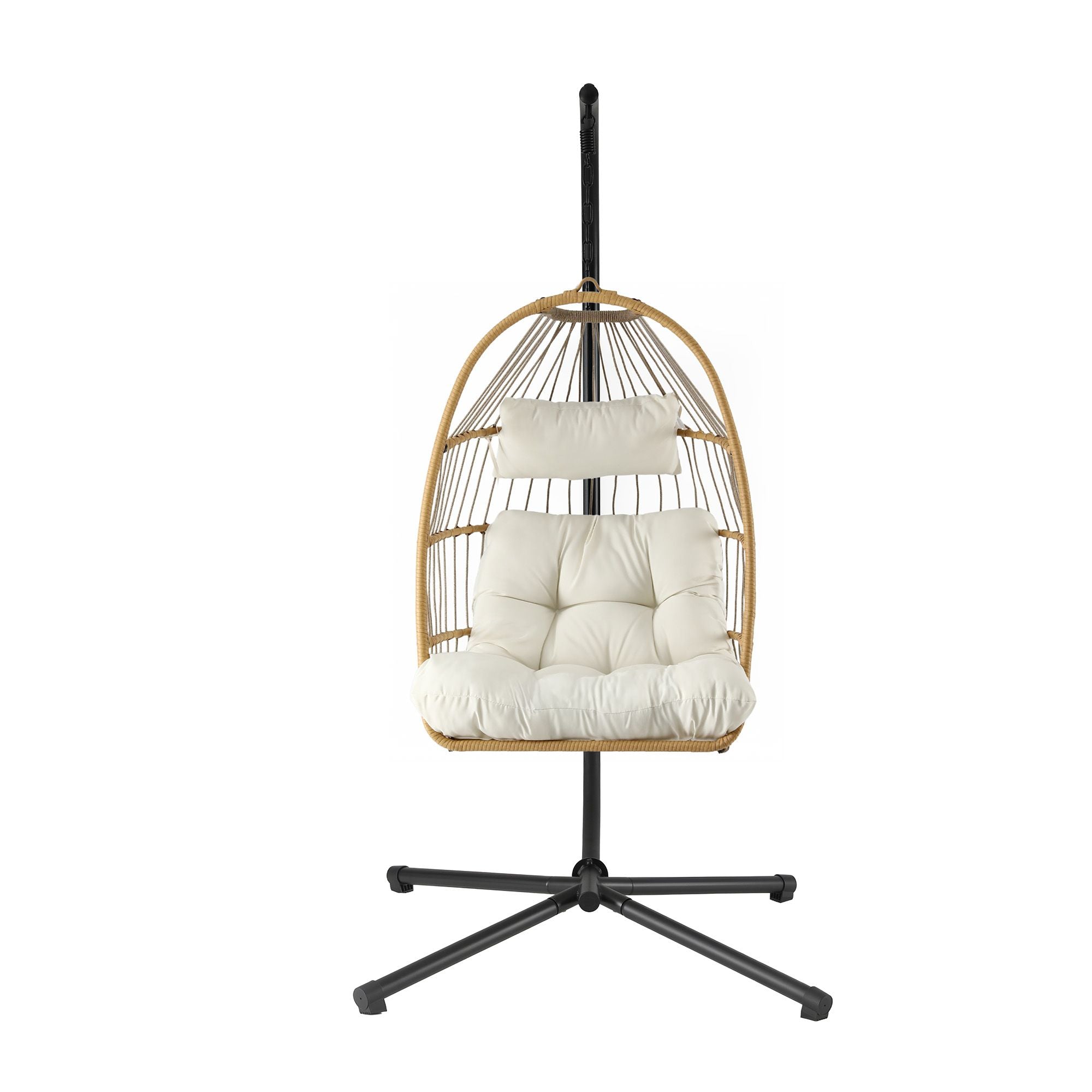 Gardeon Foldable Outdoor Swing Chair with Stand Cushion Rattan Patio Furniture