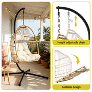 Gardeon Foldable Outdoor Swing Chair with Stand Cushion Rattan Patio Furniture