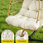 Gardeon Foldable Outdoor Swing Chair with Stand Cushion Rattan Patio Furniture