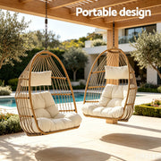 Gardeon Foldable Outdoor Swing Chair with Stand Cushion Rattan Patio Furniture