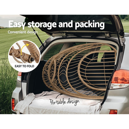 Gardeon Outdoor Egg Swing Chair Wicker Rope Furniture Pod Stand Foldable Yellow HM-EGG-ROPE-XD-YE