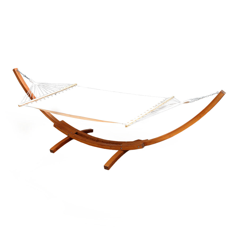 Gardeon Hammock Bed Outdoor Camping Garden Timber Hammock with Stand HM-TIM-ARC-DOU-FLA-AB
