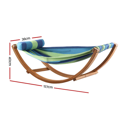 Gardeon Hammock Bed Outdoor Camping Kids Timber Hammock Rocking HM-TIM-ARC-KIDS-BLUE
