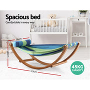 Gardeon Hammock Bed Outdoor Camping Kids Timber Hammock Rocking HM-TIM-ARC-KIDS-BLUE