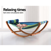Gardeon Hammock Bed Outdoor Camping Kids Timber Hammock Rocking HM-TIM-ARC-KIDS-BLUE