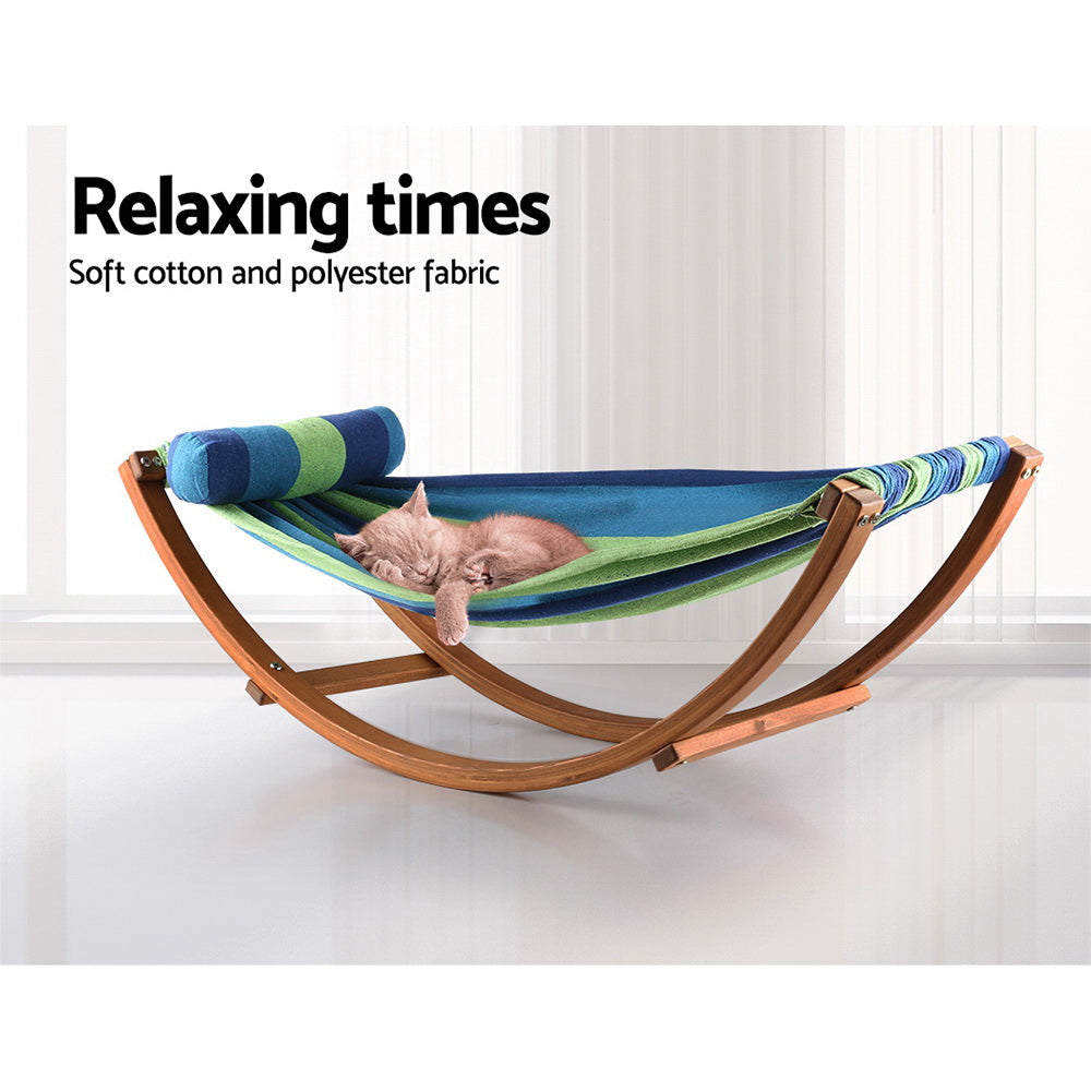 Gardeon Hammock Bed Outdoor Camping Kids Timber Hammock Rocking HM-TIM-ARC-KIDS-BLUE