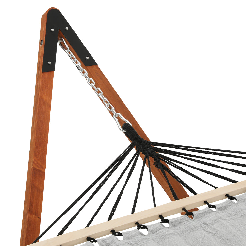 Gardeon Hammock Bed Outdoor Camping Timber Hammock with Stand Grey HM-TIM-DOU-PILLOW-GR