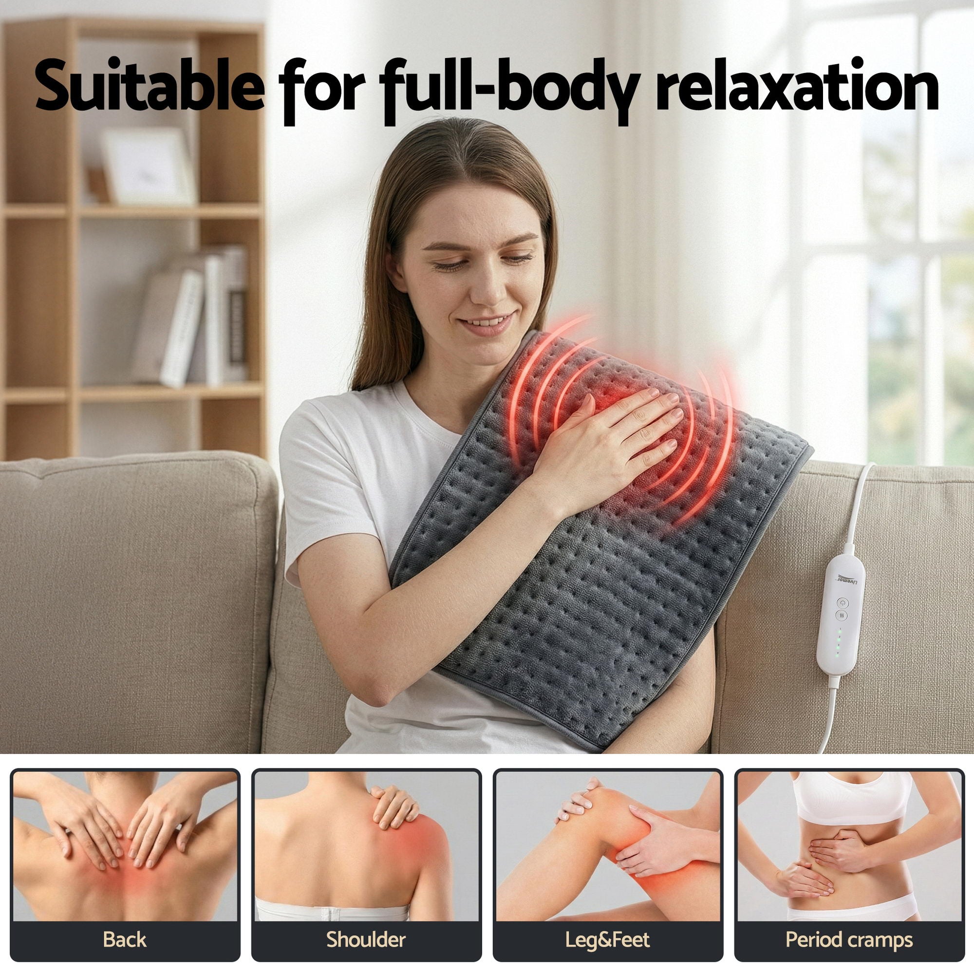 Livemor Electric Heating Pad Heat Mat 60x39cm HP-B-60X38-GY