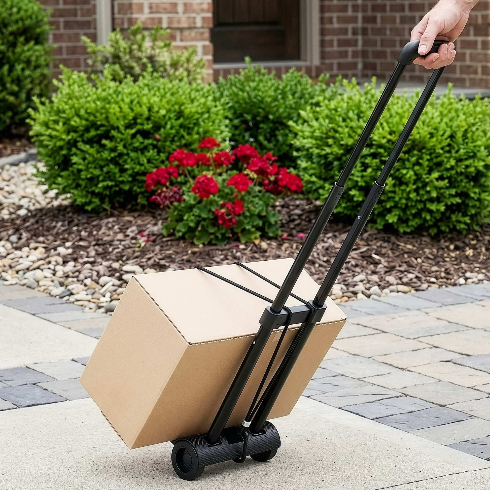 Giantz Folding Trolley Portable Hand Truck Lightweight Travel Luggage Black HP-CART-2W-BK