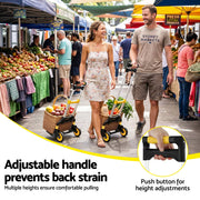 Giantz Folding Trolley Portable Hand Truck Lightweight Travel Luggage Silver HP-CART-2W-WH