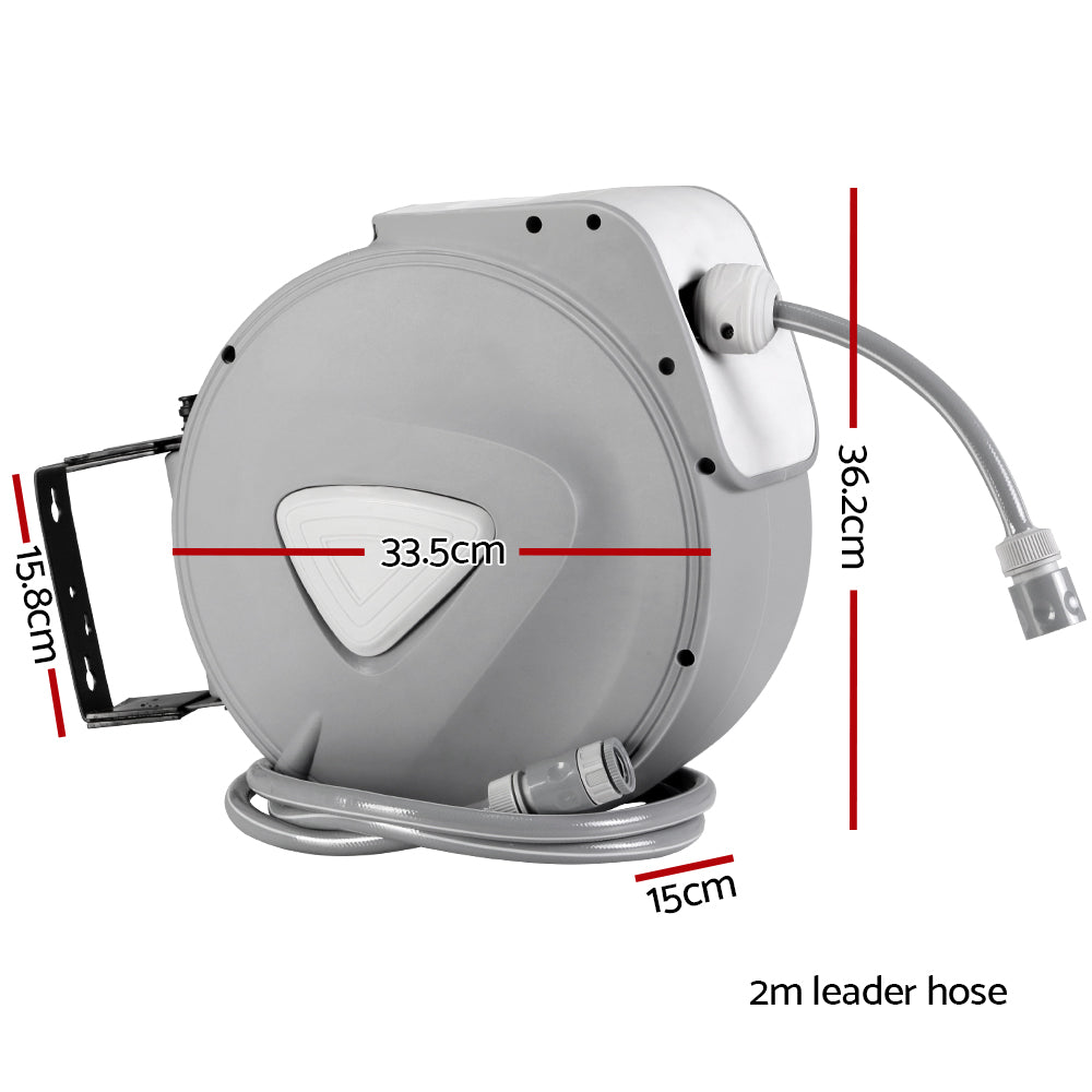 Water Hose Reel 20M Retractable Auto Rewind Spray Gun Garden HR-WA-AUTO-20M-PLS