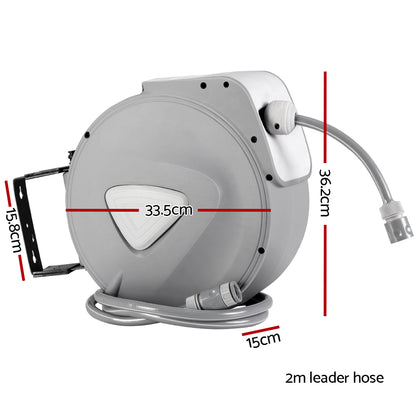 Water Hose Reel 20M Retractable Auto Rewind Spray Gun Garden HR-WA-AUTO-20M-PLS