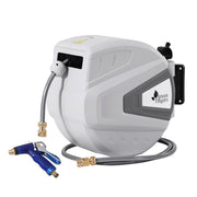 Green Fingers 30M Water Hose Reel Retractable Auto Rewind Wall Mount Garden Spray Gun HR-WA-AUTO-N-30M-MTL