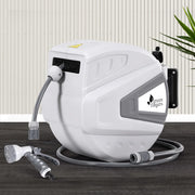 Green Fingers 30M Water Hose Reel Retractable Auto Rewind Wall Mount Garden Spray Gun HR-WA-AUTO-N-30M-PLS