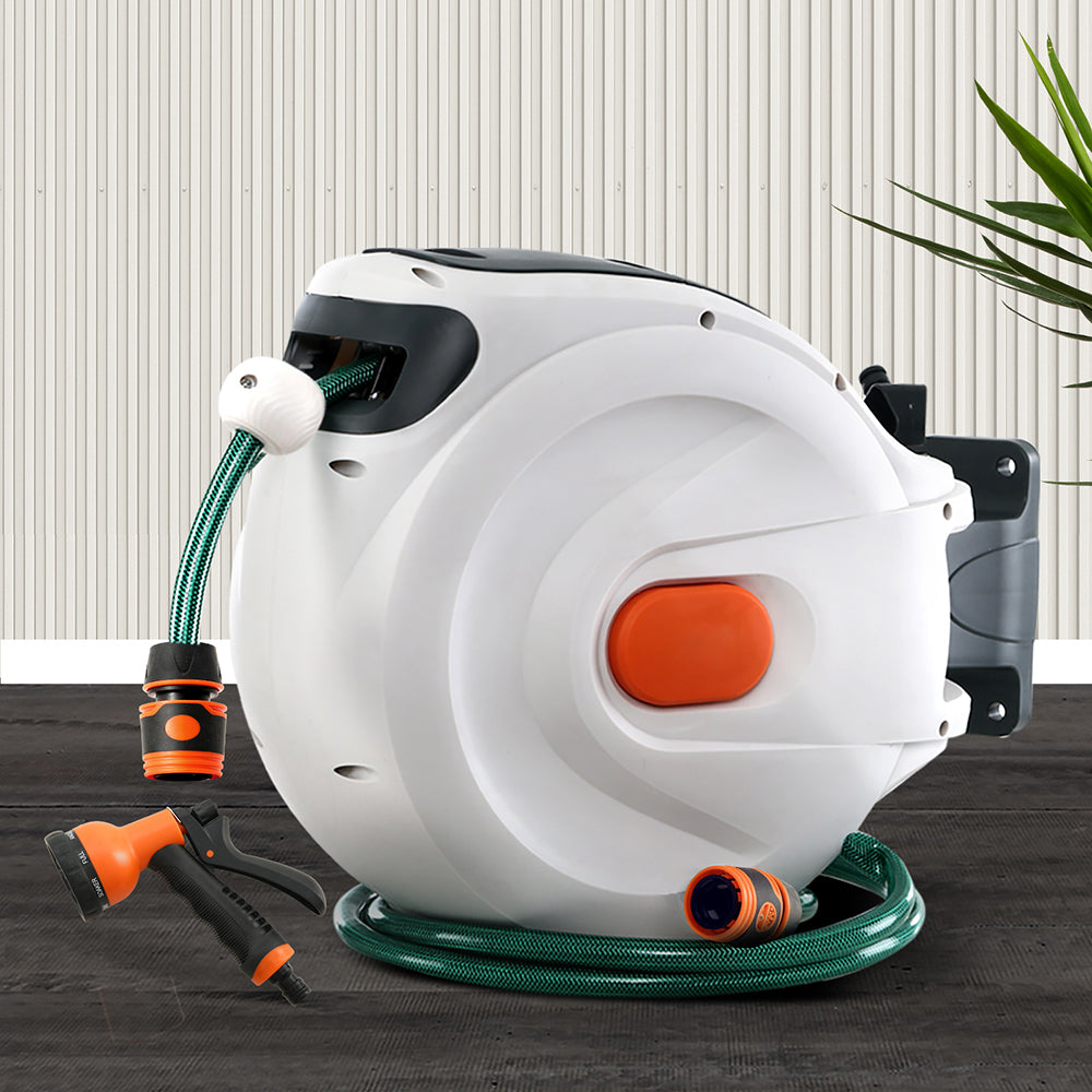 Greenfingers Water Hose Reel 20M Retractable Garden Spray Gun Auto Rewind HR-WA-BNS-20M-PLS