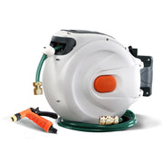 Green Fingers Water Hose Reel 30M Retractable Garden Brass Spray Gun Auto Rewind HR-WA-BNS-30M-MTL