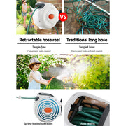 Green Fingers Water Hose Reel 30M Retractable Garden Brass Spray Gun Auto Rewind HR-WA-BNS-30M-MTL