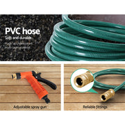 Green Fingers Water Hose Reel 30M Retractable Garden Brass Spray Gun Auto Rewind HR-WA-BNS-30M-MTL