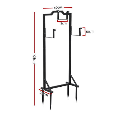 Green Fingers Garden Hose Holder Metal Portable Freestanding Hose Stand 4 Spikes Black HR-WA-HOLD-BK