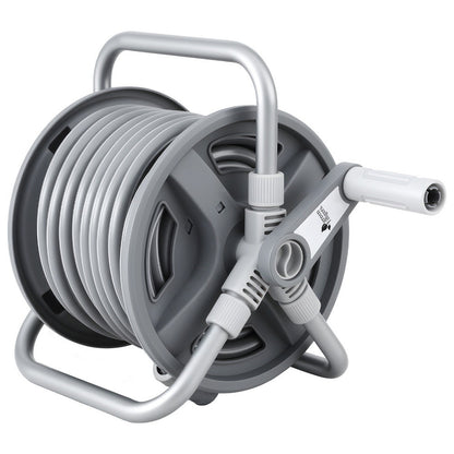 Green Fingers 20m Retractable Garden Hose Reel Heavy Duty 1/2" Hose Auto Rewind HR-WA-MNL-20M-PLS